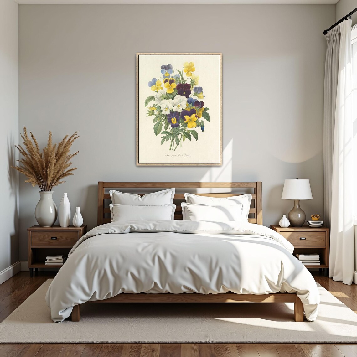 Vintage Pansy Bouquet Botanical Illustration Purple Yellow Poster - Image 5