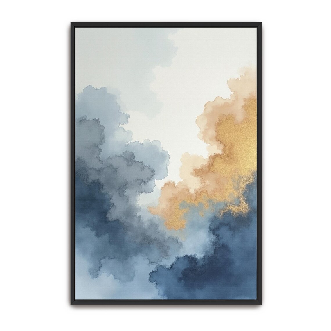 Abstract Blue and Gold Watercolor Cloudscape Painting Poster