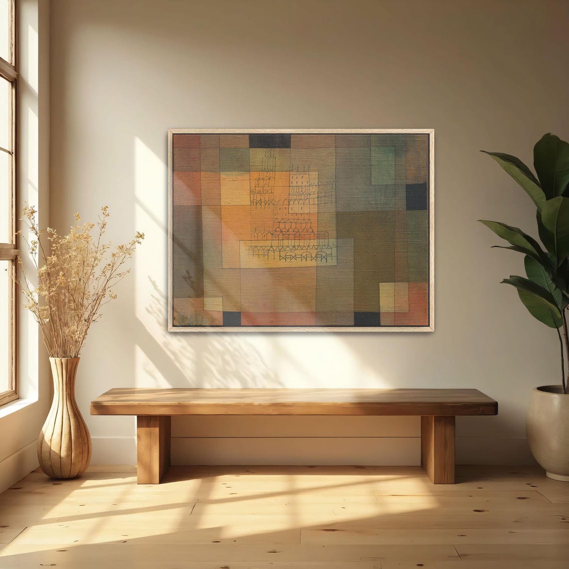Paul Klee Framed Wall Art Abstract City With Geometric Shapes Geometric Print Brown And Green Entryway Art Geometric Art Print - Image 4