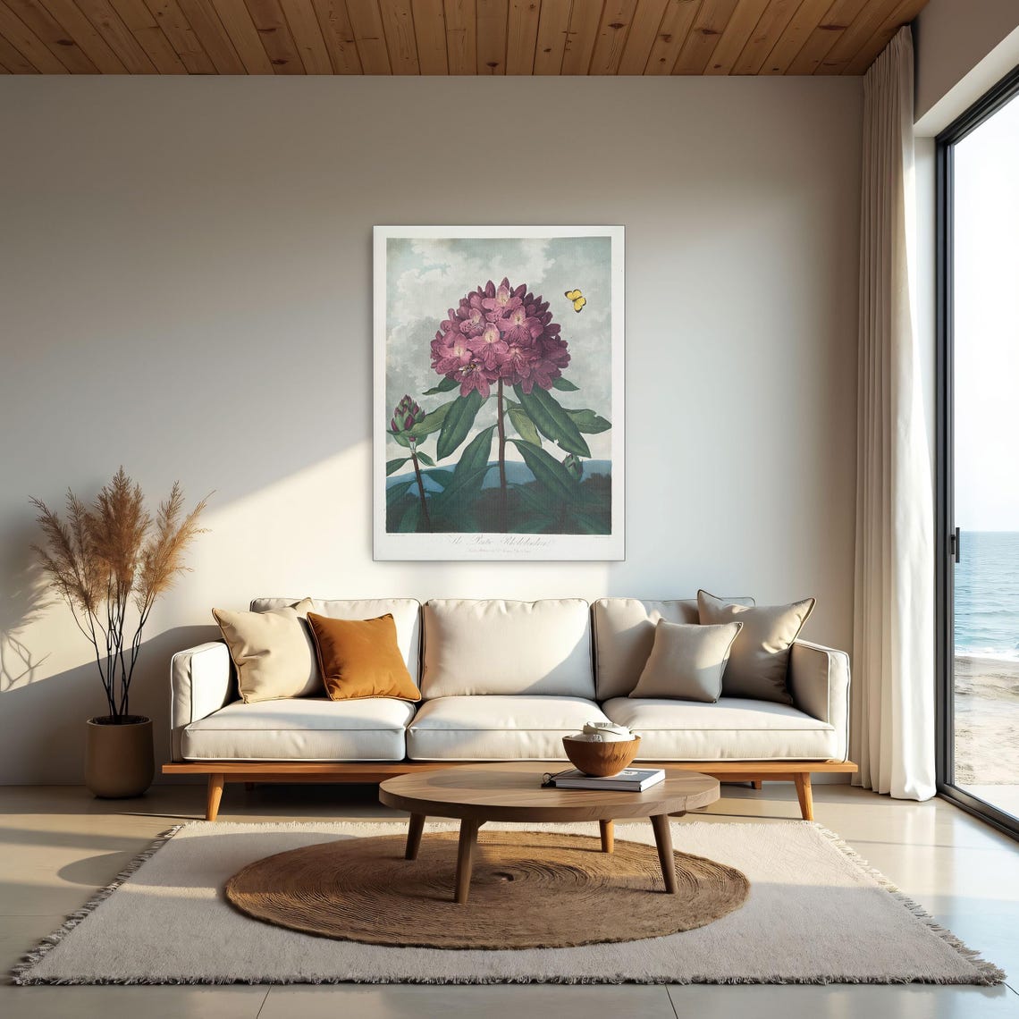 Large Framed Print Of Pink Rhododendron With Insects Botanical Print Pink And Green Kitchen Art Print Contemporary Art - Image 2