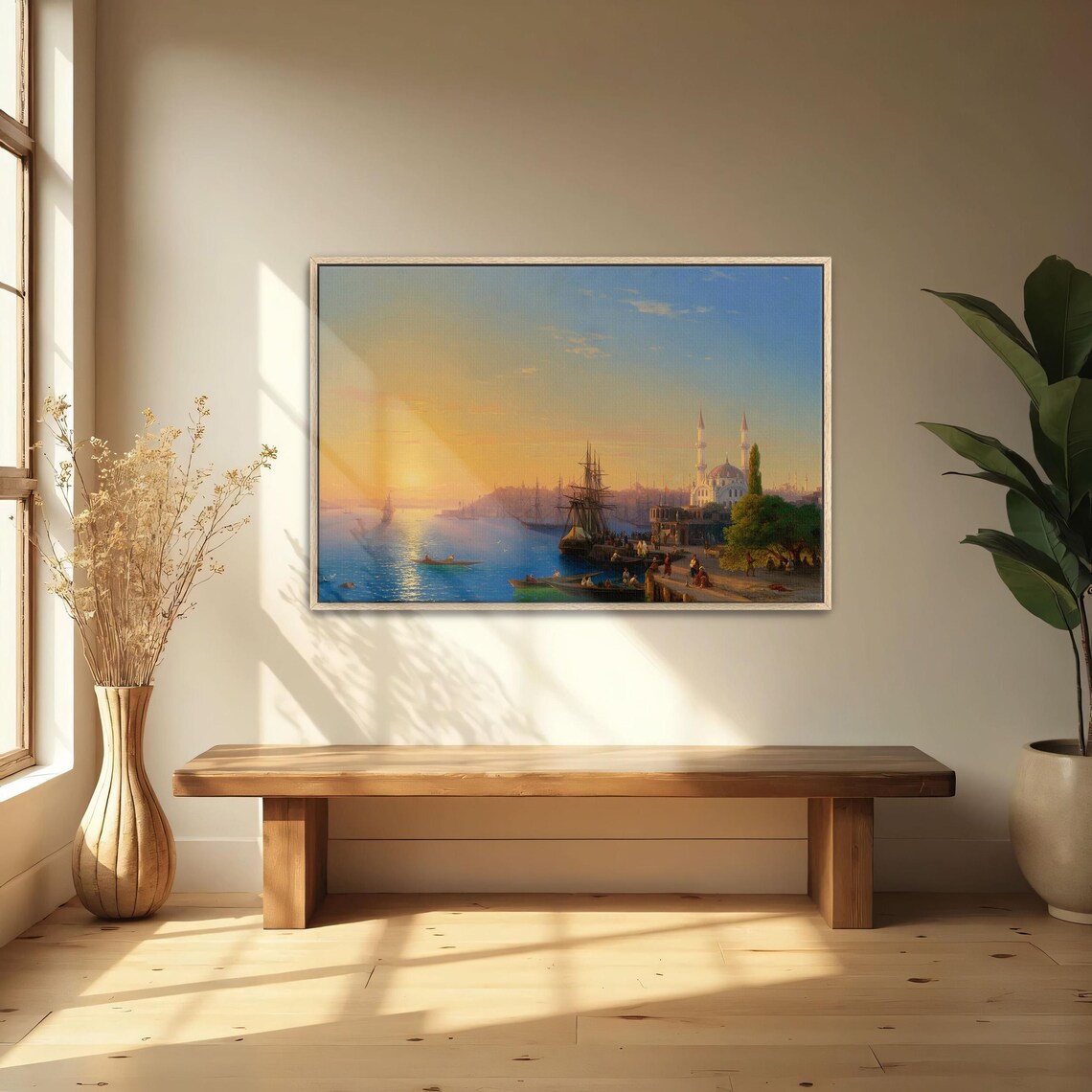 Sunset Over Constantinople With Sailing Ships Vintage Travel Art Print - Image 4