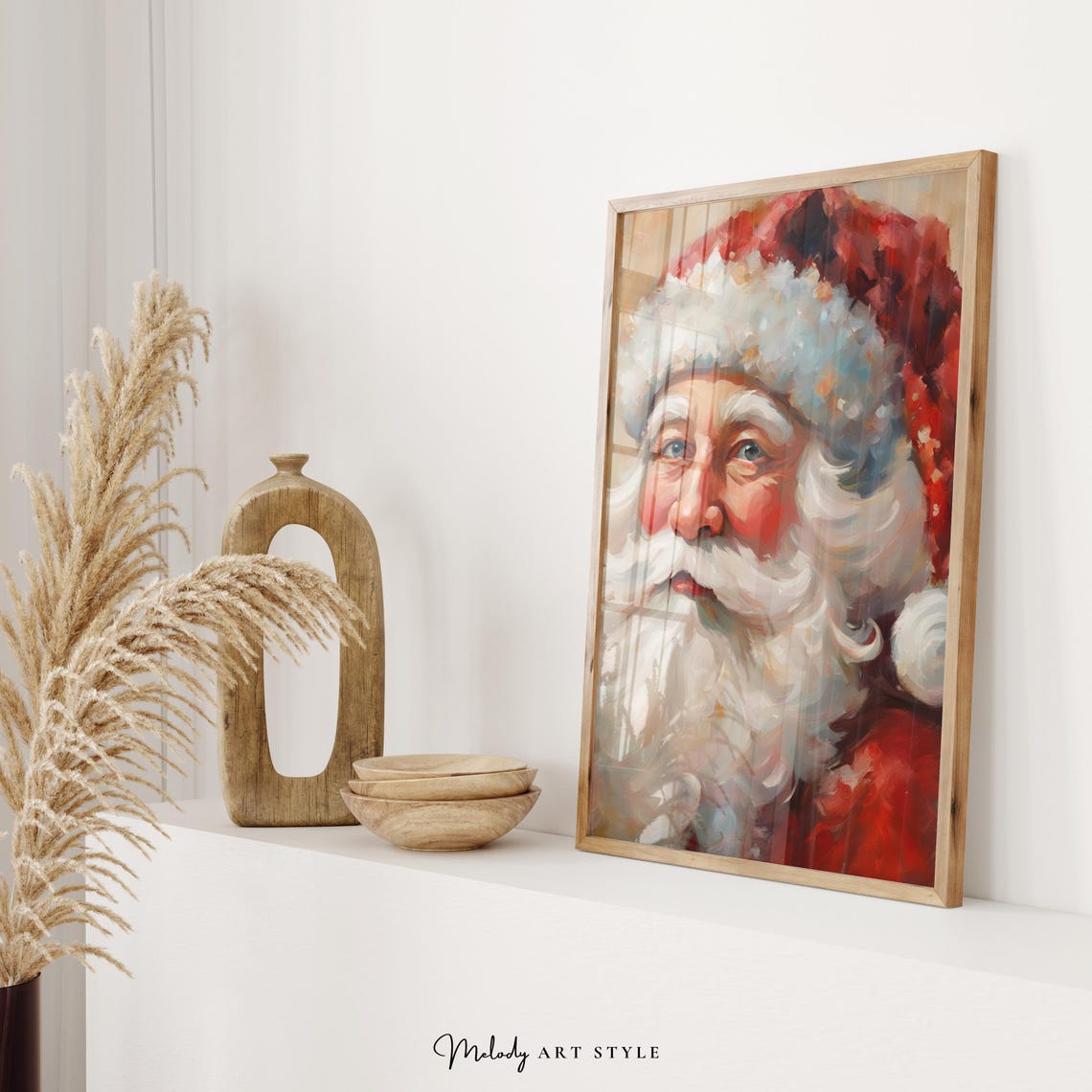 Vintage Santa Claus Smiling Portrait Classic Christmas Art Poster - Image 2