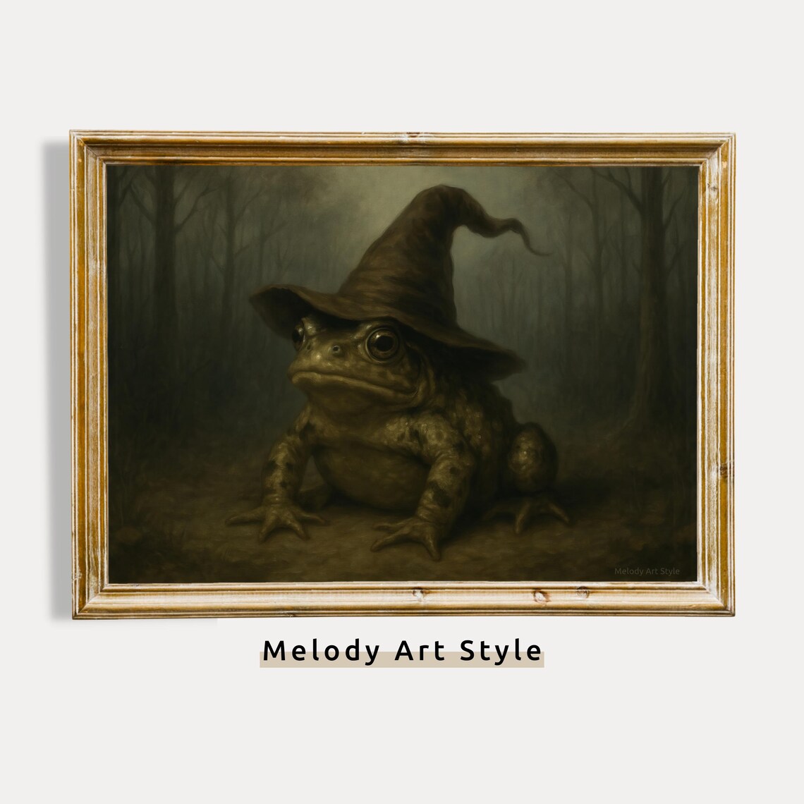 Witch Toad Forest Art Print, Gothic Halloween Decor