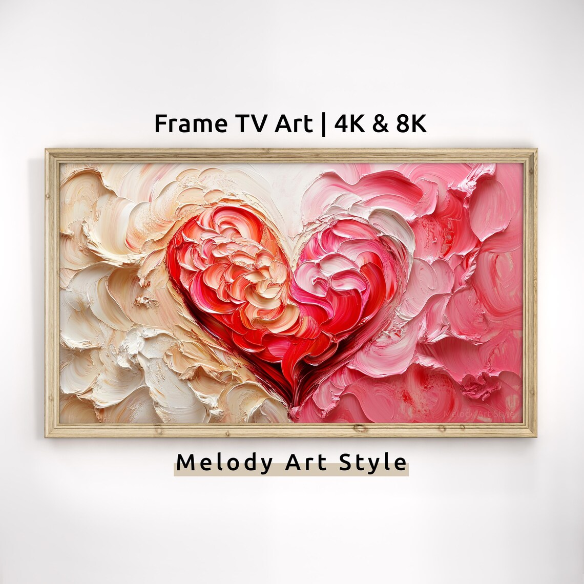 Red And Pink Heart Frame, Rustic Vintage Art Print