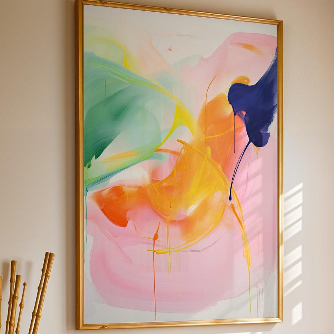 Vibrant Colorful Pastel Abstract Fluid Splash Modern Art Poster