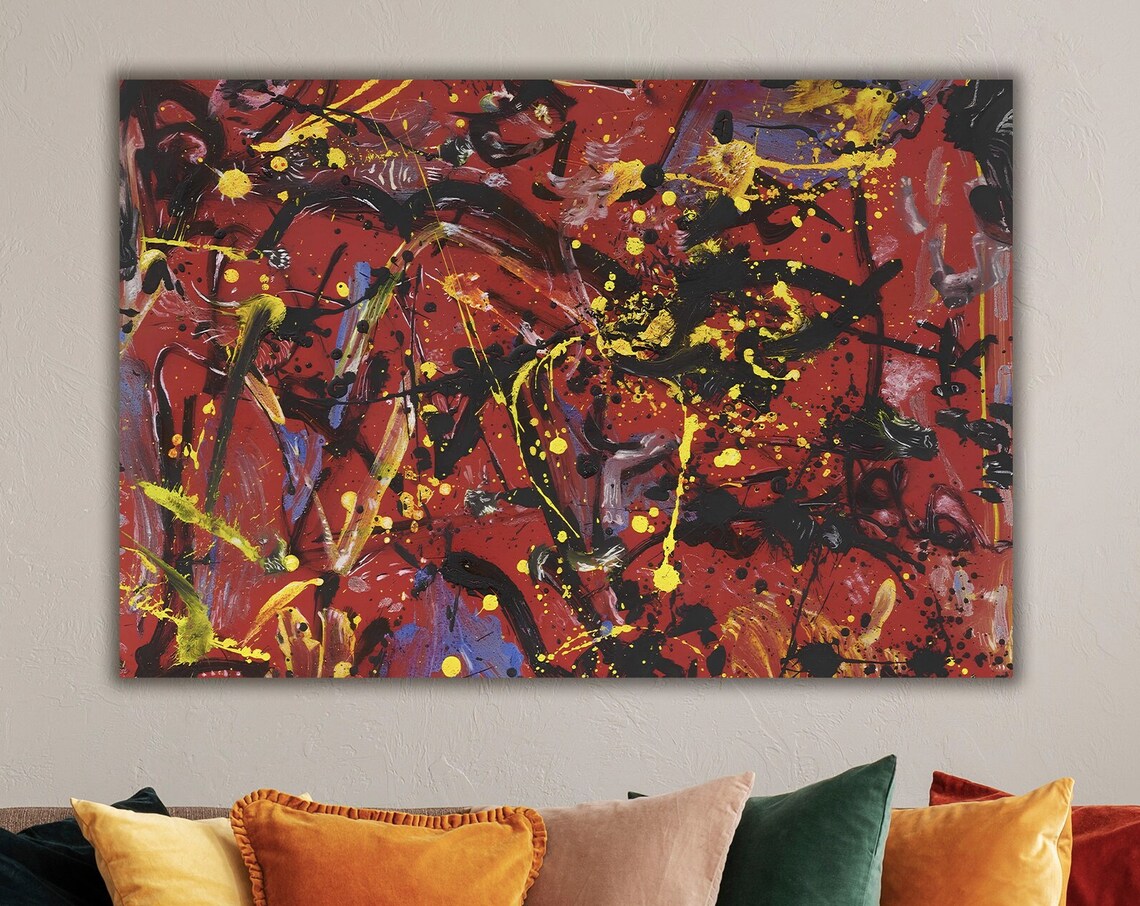 Jackson Pollock Red Composition Abstract Wall Art Print
