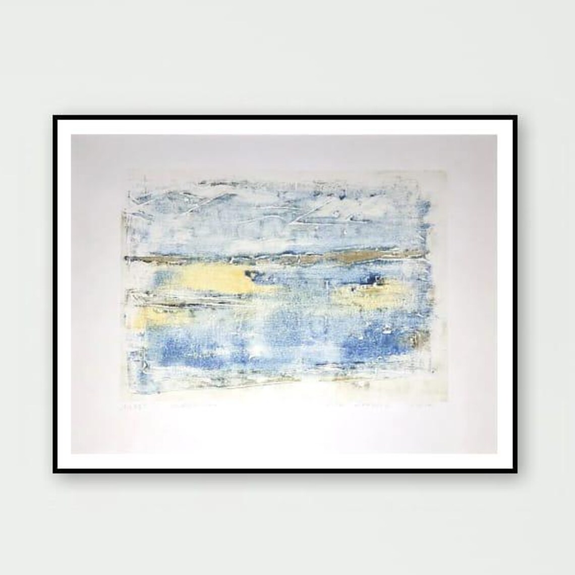 Blue And Gold Abstract Horizon Seascape Textured Modern Art Print