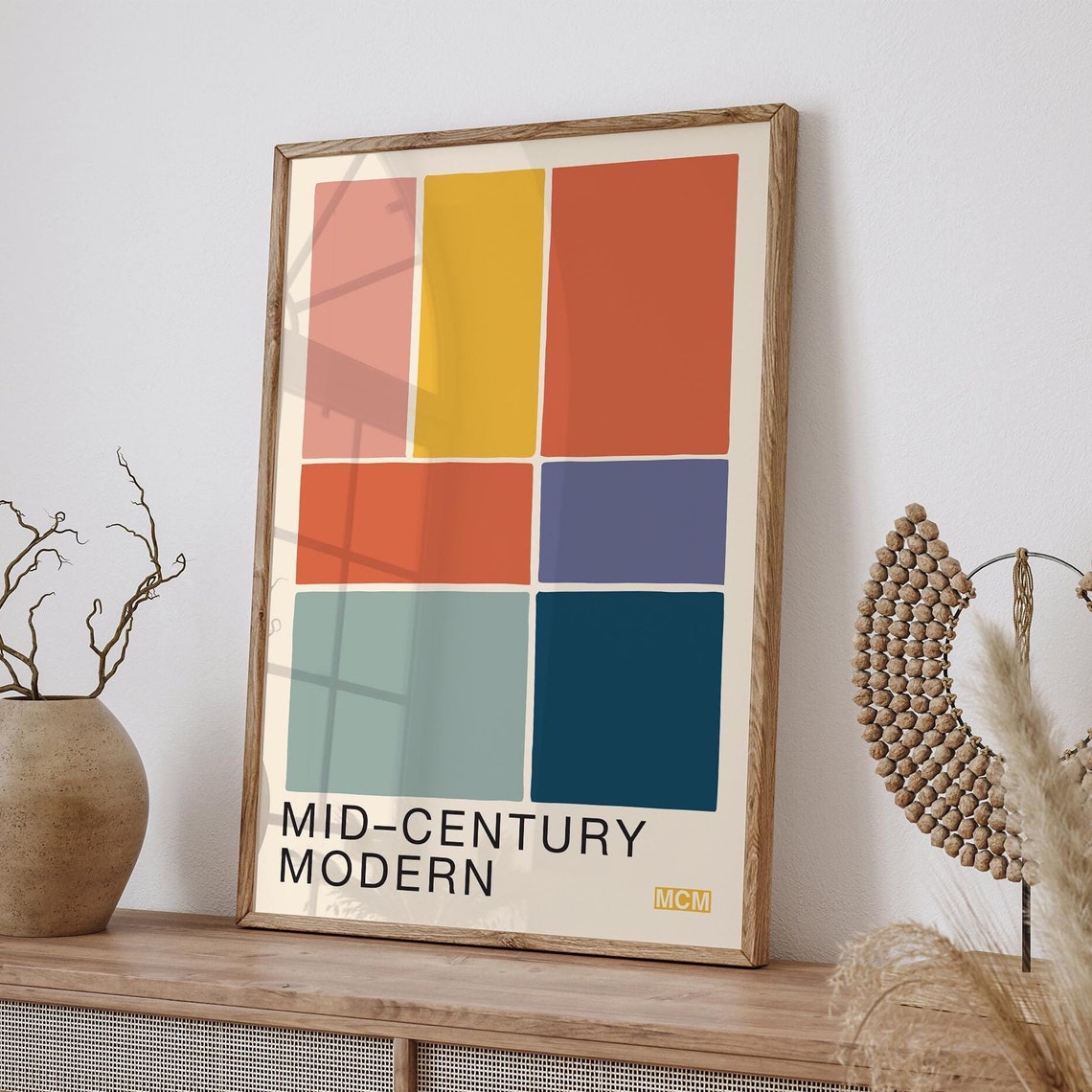 Classic Mid Century Modern Geometric Color Blocks MCM Poster