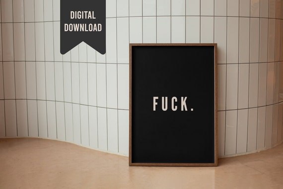 Fck Large Sarcastic Swearing Funny Wall Art Black Monochrome Maximalist Funny Hallway Poster Bold Dopamine Decor Prints