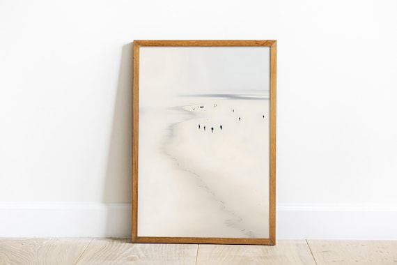 Minimalist Beach Mist Coastal Photography Poster In Neutral White Sand Art