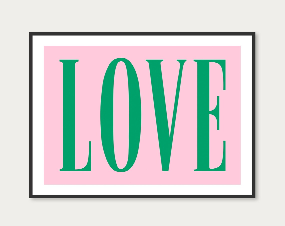 Love Typography Art Print, Pink Landscape Quote Poster - Image 2
