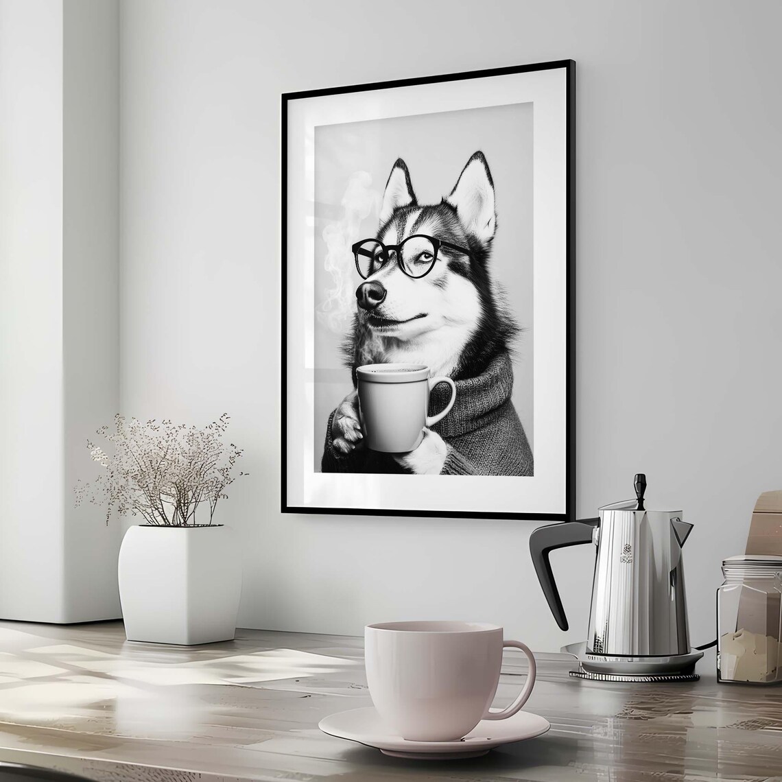 Siberian Husky Coffee Art Print, Dog Lover Decor - Image 3