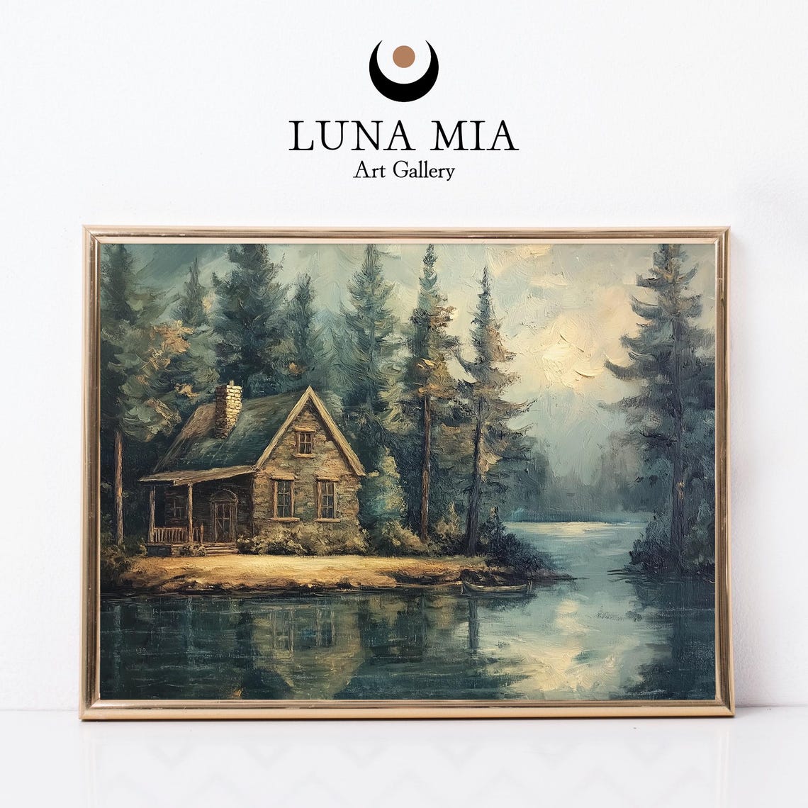 Cozy Rustic Cabin Winter Landscape Art