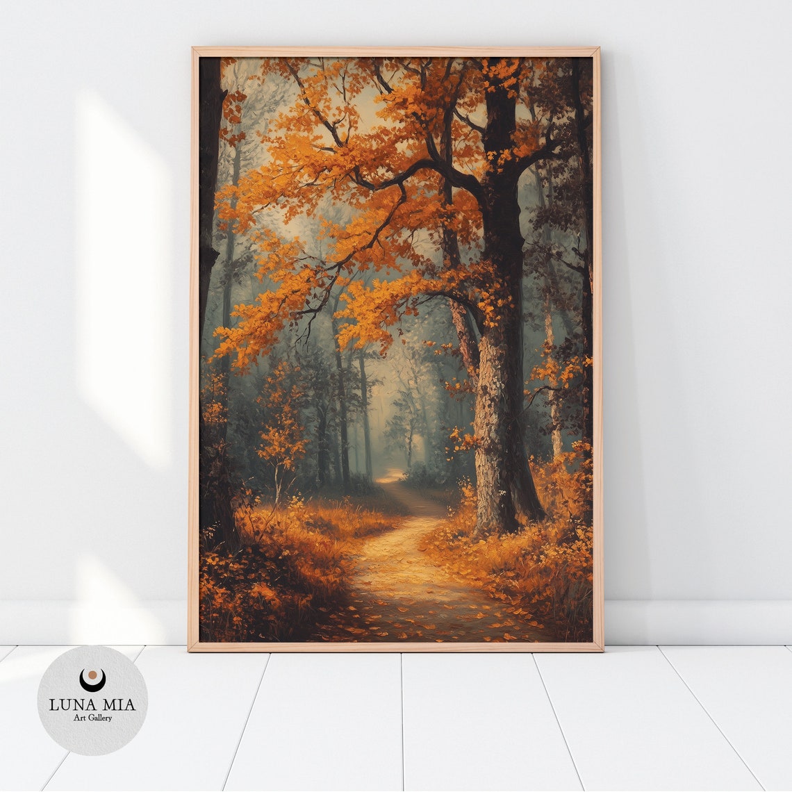 Winding Golden Autumn Forest Path With Fall Foliage Art Poster - Image 2