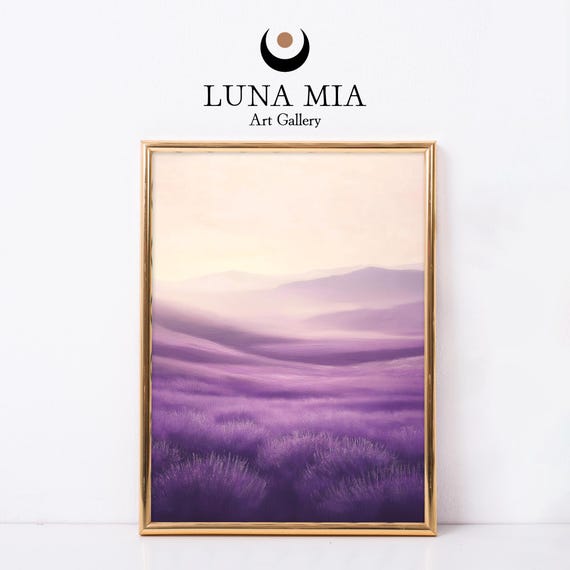 Vintage Lavender Field Oil Painting With Delicate Butterflies Rustic Charm Wall Art Print For Home Decor