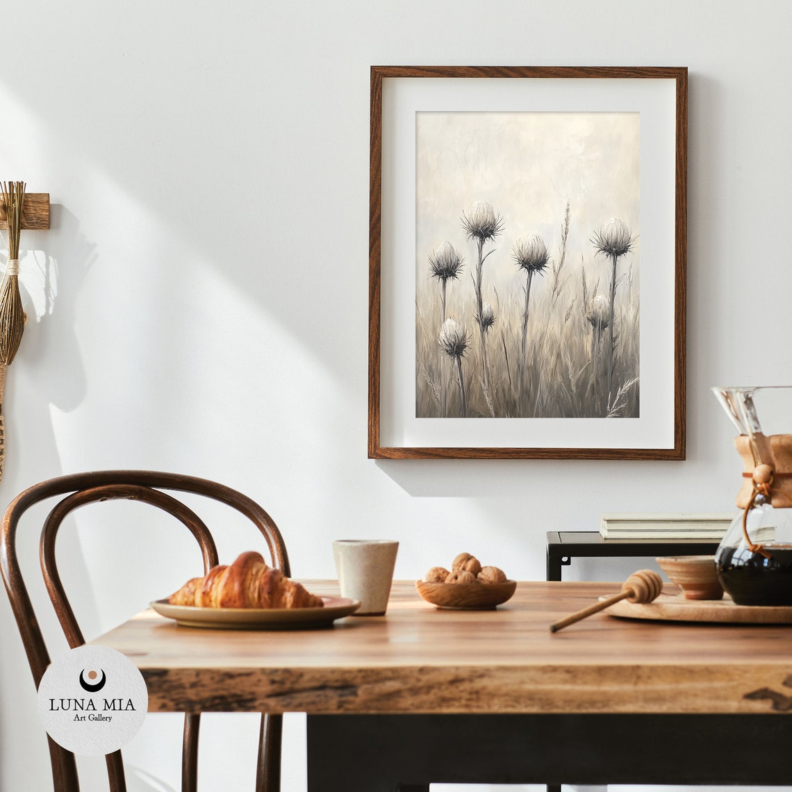 Dried Thistle Stems Beige Meadow Neutral Minimalist Art Poster - Image 4