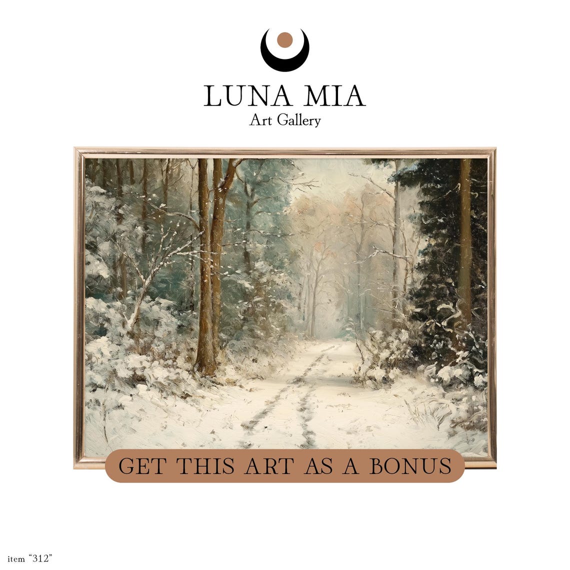 Footprints on a Snowy Forest Path Tall Trees Winter Landscape Poster