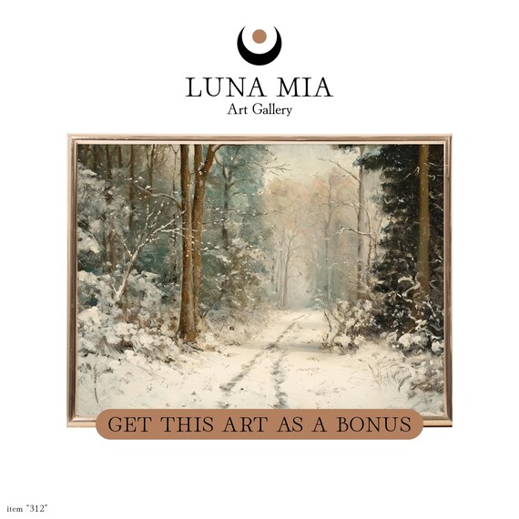 Footprints on a Snowy Forest Path Tall Trees Winter Landscape Poster
