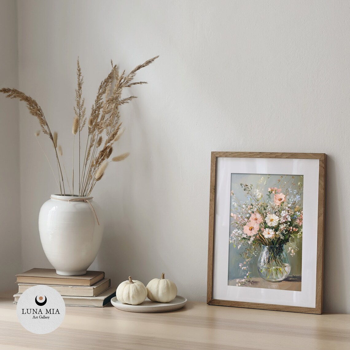 Wildflower Bouquet Glass Vase Pink Cosmos Oil Painting Art Poster - Image 5
