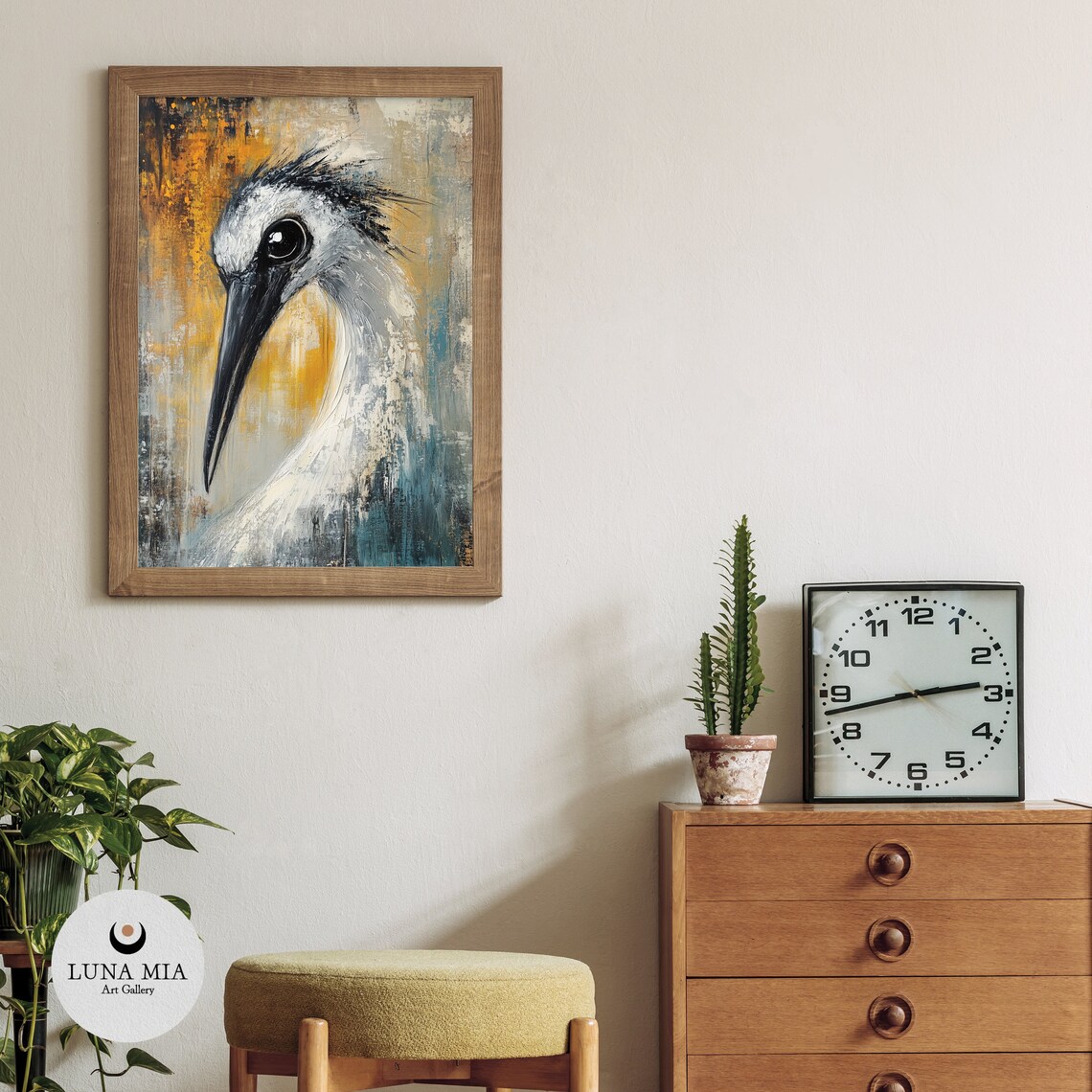 Elegant Long Billed Waterbird Portrait Oil Painting Style Poster - Image 3