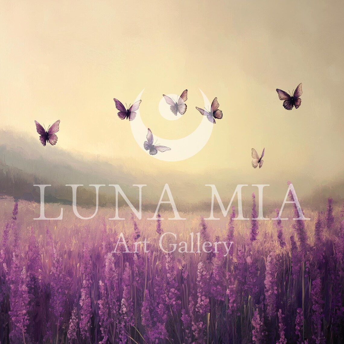 Butterflies Over A Lavender Field At Golden Hour Dreamy Purple Poster - Image 5