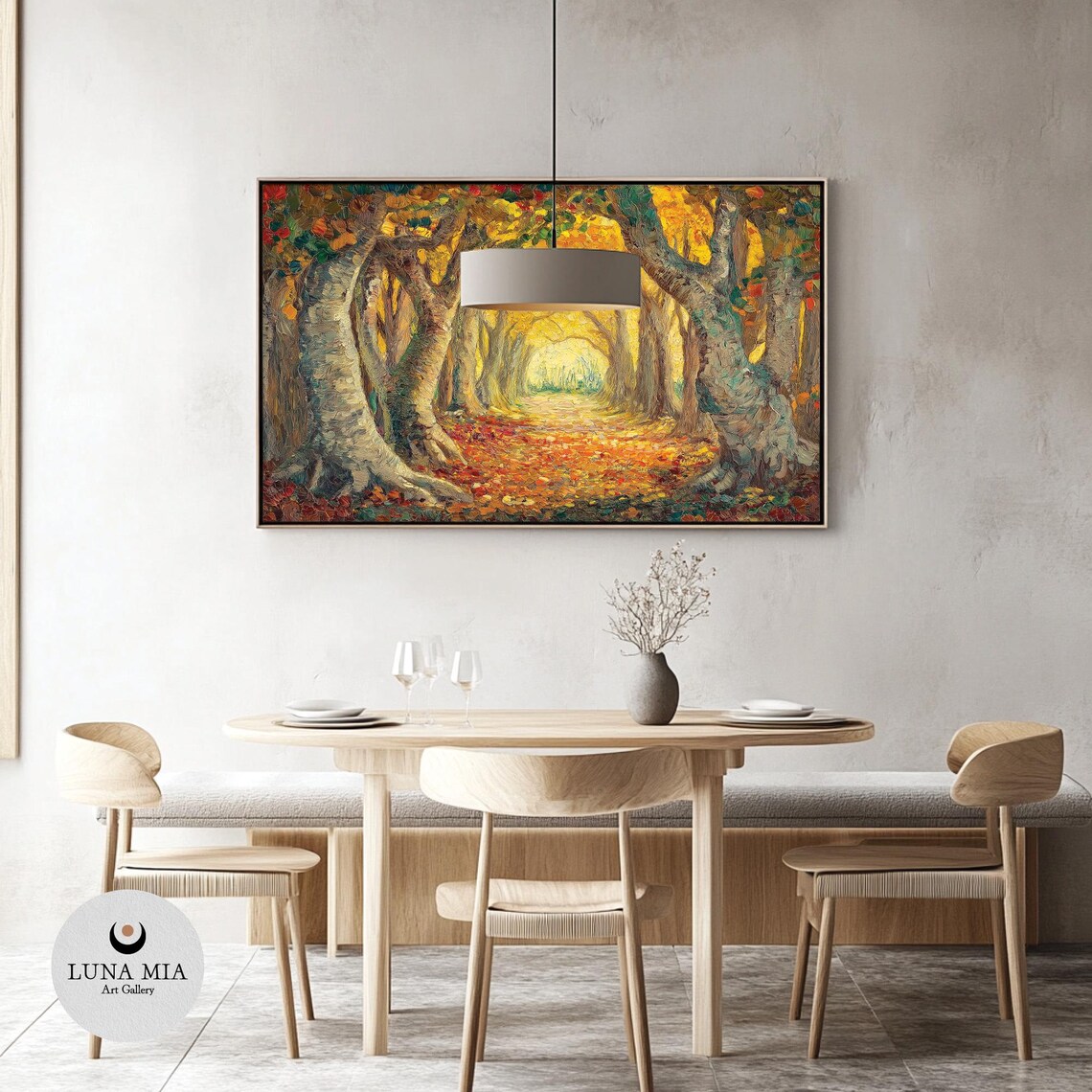 Golden Autumn Forest Tunnel With Glowing Leaves Impasto Oil Style Poster - Image 3