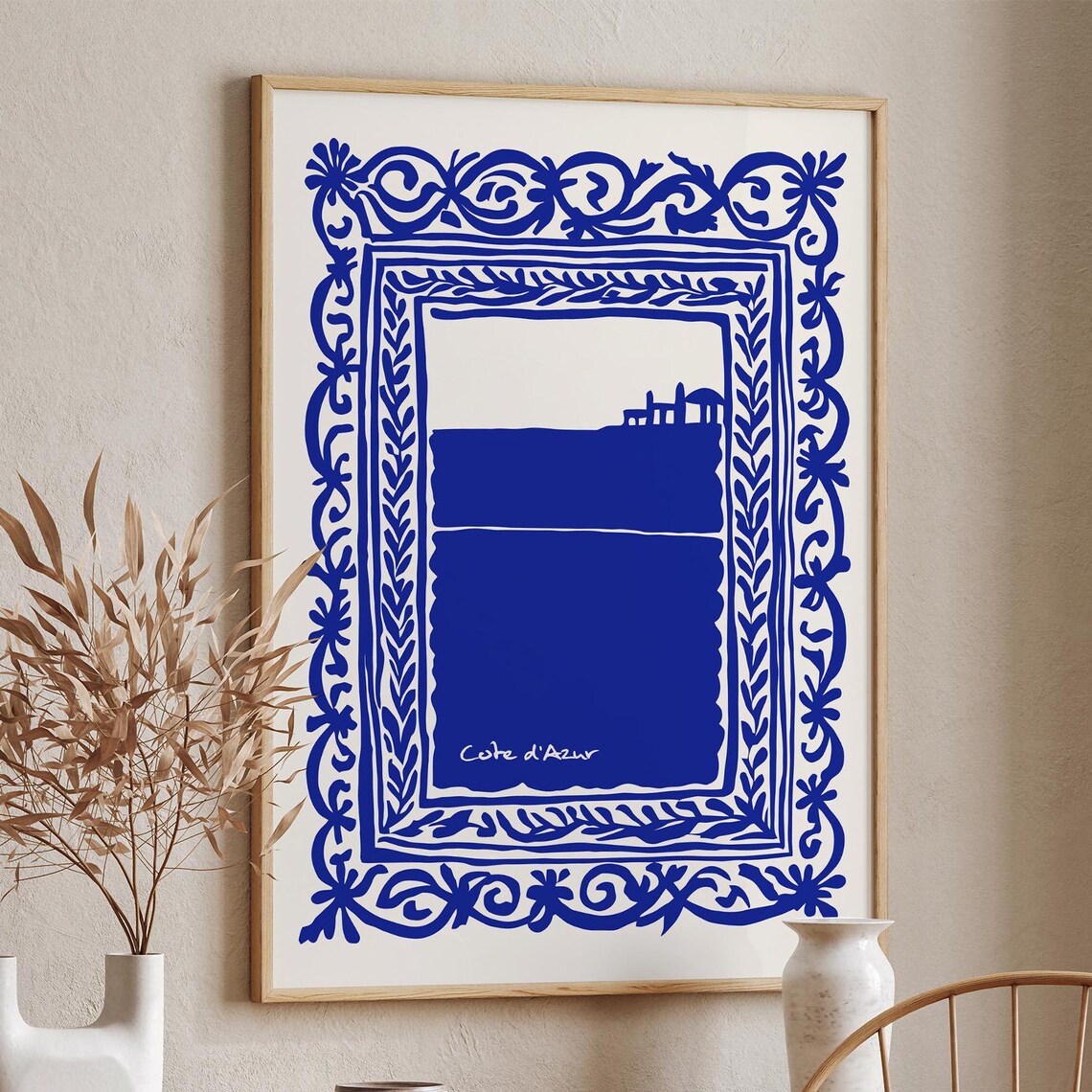 Cote dAzur Indigo Blue French Riviera Window View Travel Poster