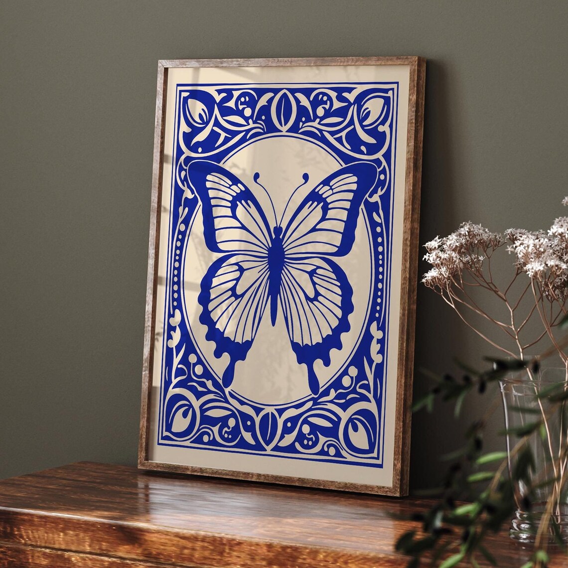 Cobalt Blue Butterfly in Ornate Rococo Frame Elegant Nature Poster - Image 6