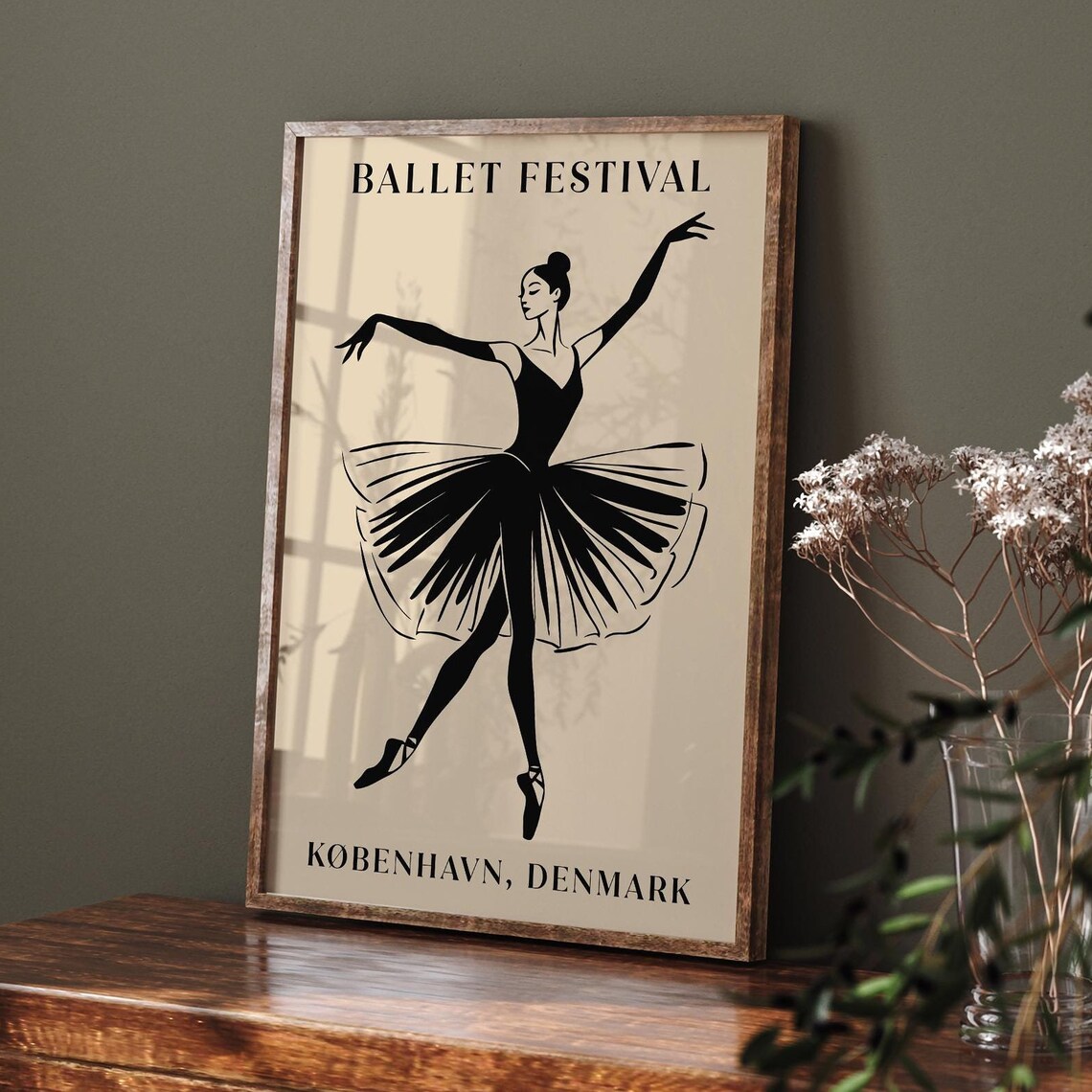 Ballet Festival Copenhagen Denmark Black Ballerina Silhouette Poster - Image 6
