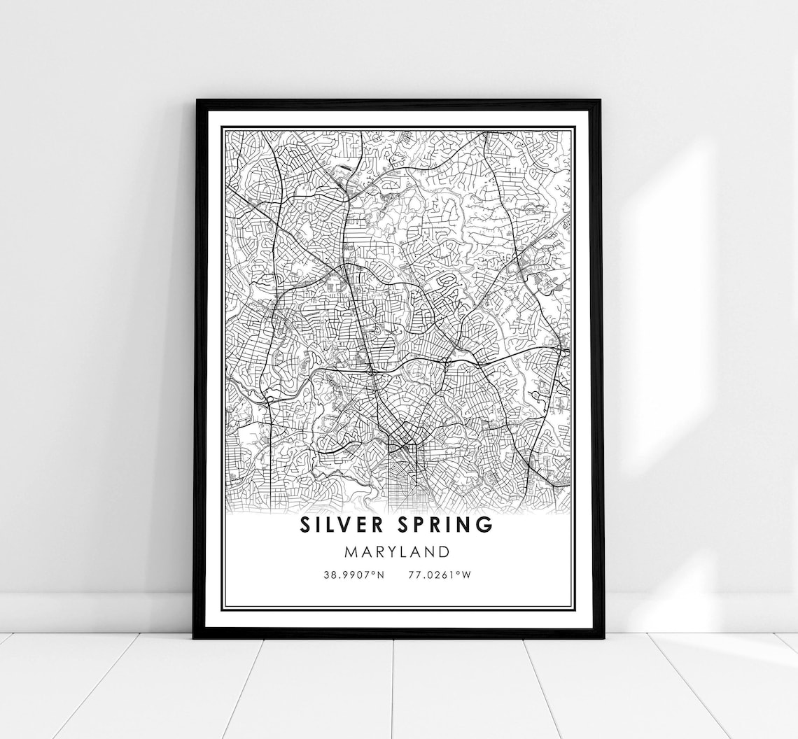 Silver Spring Map Poster, Maryland City Travel