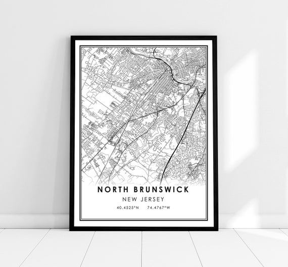 North Brunswick Map Print, New Jersey City Poster