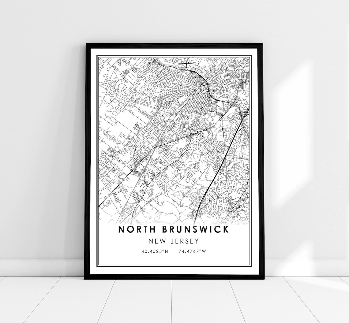 North Brunswick Map Print, New Jersey City Poster