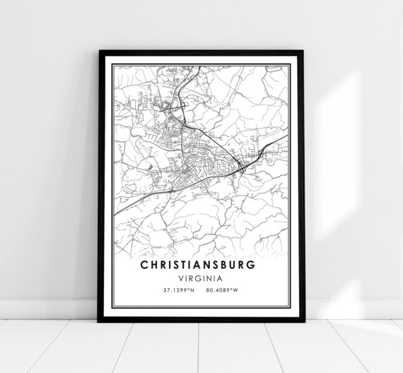 Christiansburg Virginia Minimalist Black and White City Map Poster Art