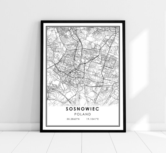 Sosnowiec Poland Minimalist City Map Line Art Retro Travel Poster