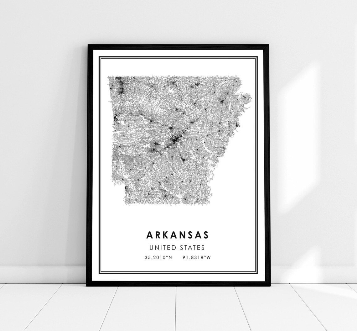 Arkansas United States Map Travel Poster