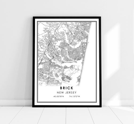 New Jersey City Brick Map Art Print