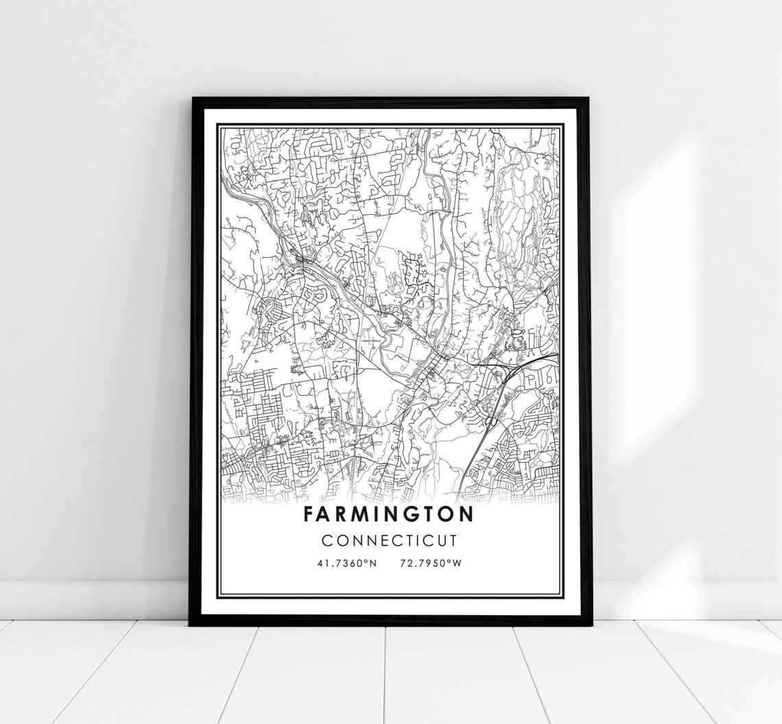 Farmington Map Art Print, Connecticut City Travel