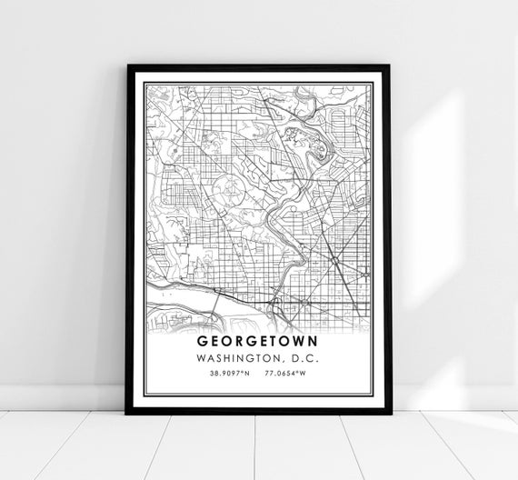 Georgetown Map Print, Washington City Travel Poster