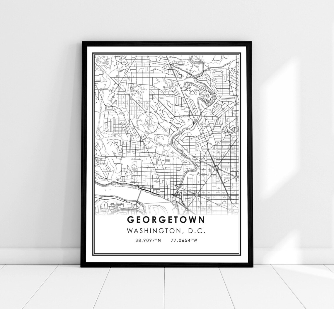 Georgetown Map Print, Washington City Travel Poster