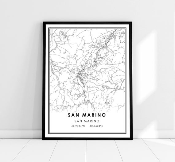 San Marino Map Print, Travel Poster