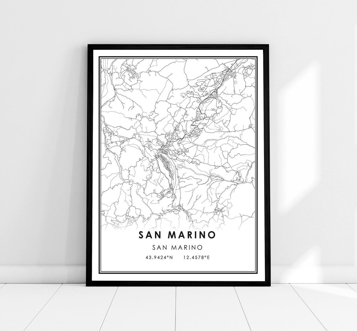 San Marino Map Print, Travel Poster