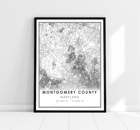 Montgomery County Maryland Intricate Street Map City Design Poster