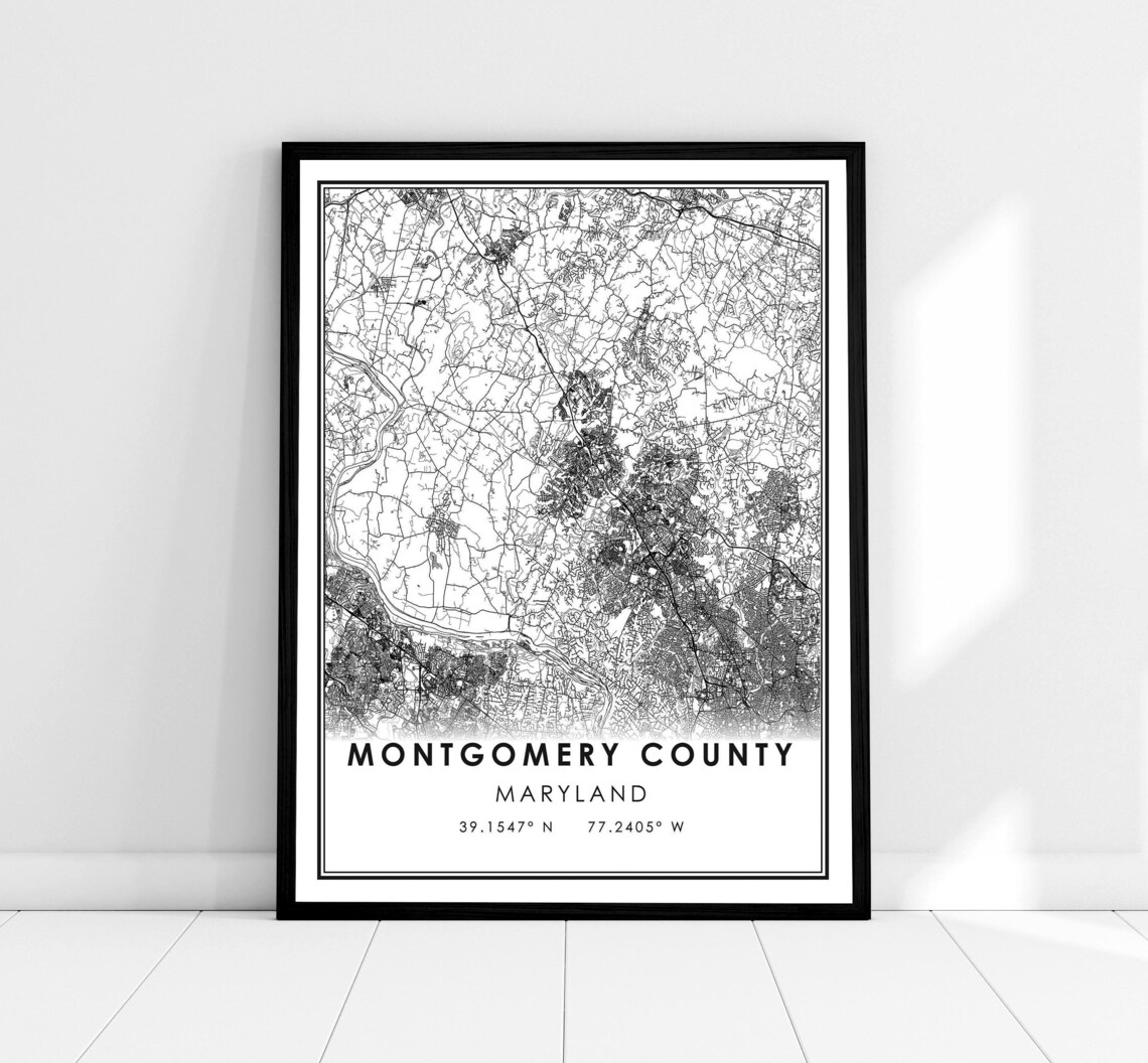 Montgomery County Maryland Intricate Street Map City Design Poster