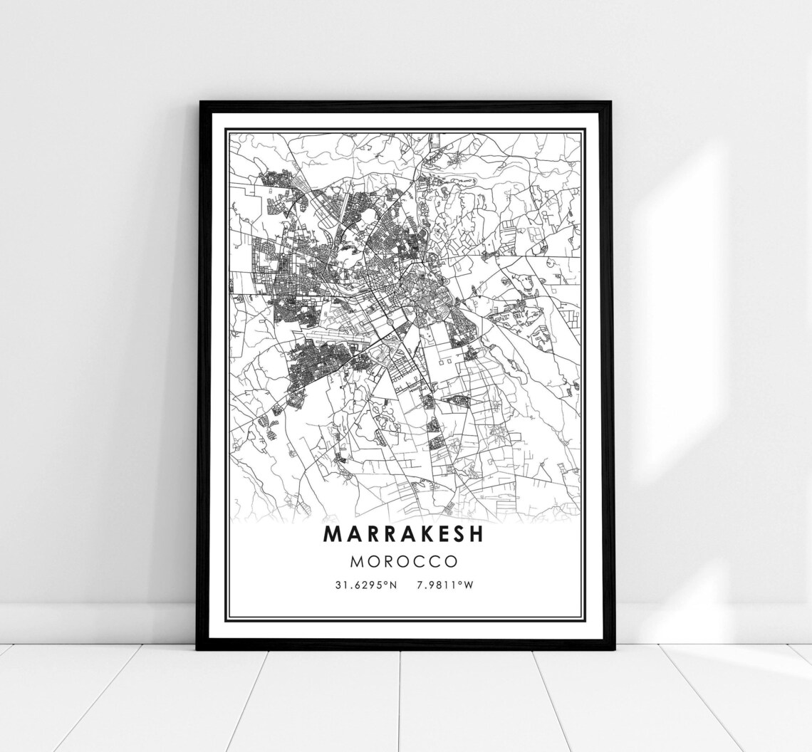 Marrakesh Map Art Print, Morocco City Map