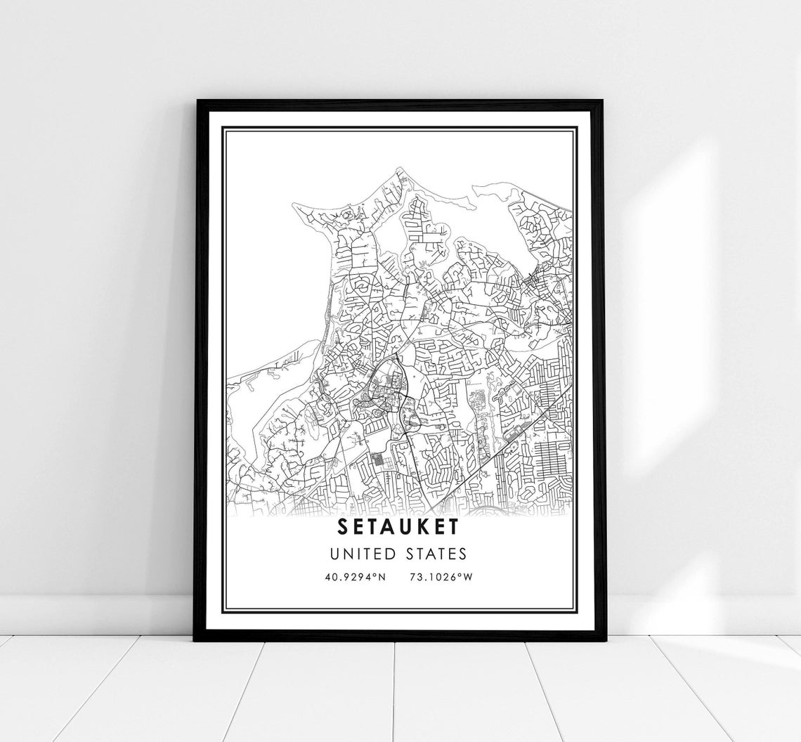 Setauket New York Minimalist Street Map Poster Keepsake Gift Decor