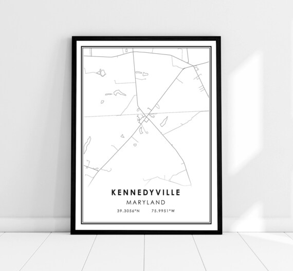 Kennedyville Maryland Minimalist City Street Map Modern Art Poster
