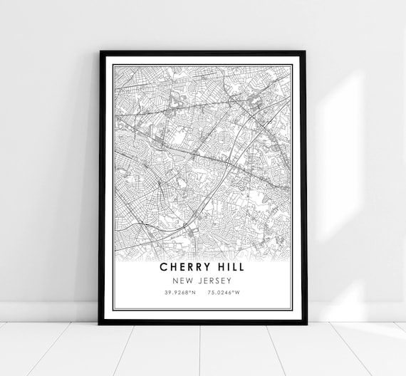 Cherry Hill Map Print, New Jersey City Poster