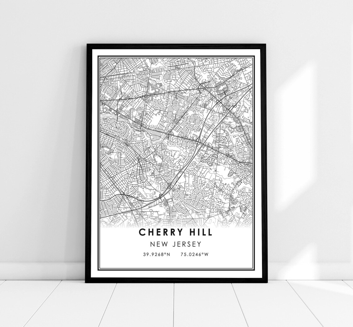 Cherry Hill Map Print, New Jersey City Poster