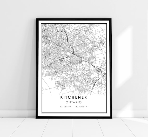 Kitchener Ontario City Street Map Minimalist Line Art Poster