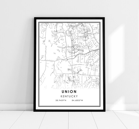 Union Kentucky Minimalist City Street Map Line Art Travel Poster